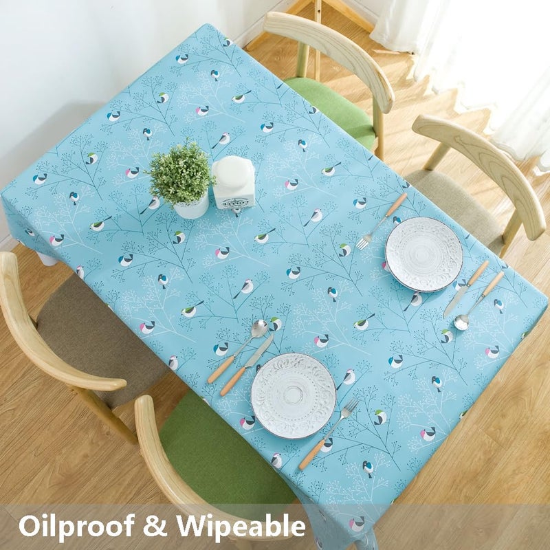 TruDelve Heavy Duty Vinyl Tablecloth Rectangle Plastic Table Cloth Oilcloth Waterproof Outdoor Tablecloths Picnic Table Covers (78'' x 54'', Birds-2) - Image 5